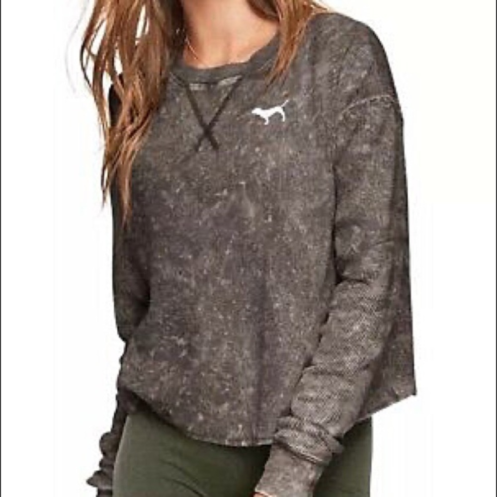 •VS PINK• gray cropped thermal